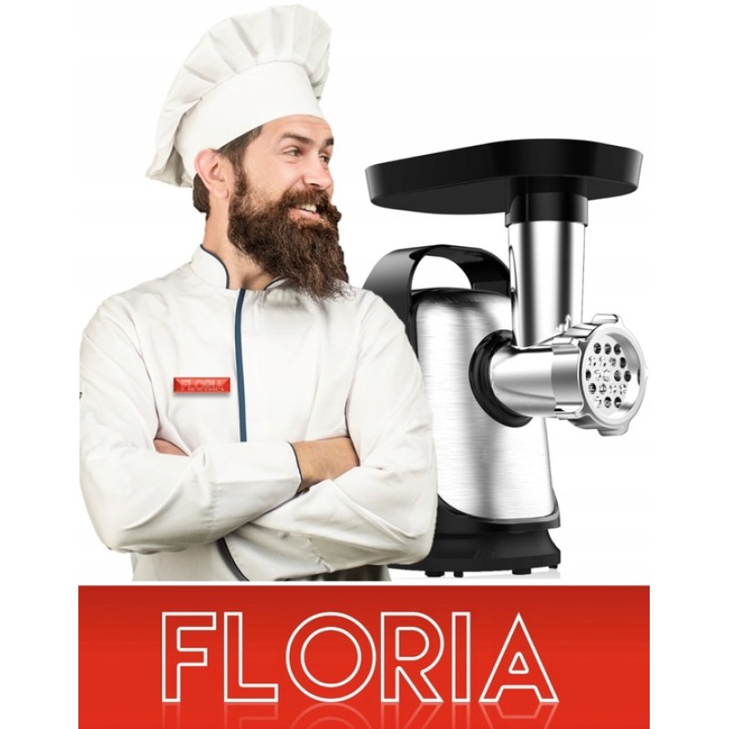 Masina de tocat Floria ZLN7965 Neagra, putere 1300W, doua site, functie de revers, lama din otel