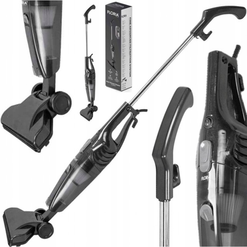 Aspirator vertical Floria ZLN8191 Negru, 2 in 1, fara sac, 800W, cablu de 4.2 m