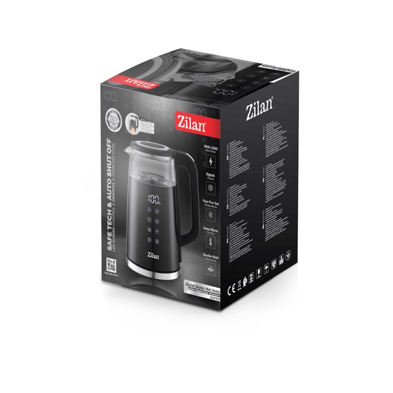 Fierbator electric Zilan ZLN7859 Negru, ecran digital, putere 2200W, panou de comanda tactil