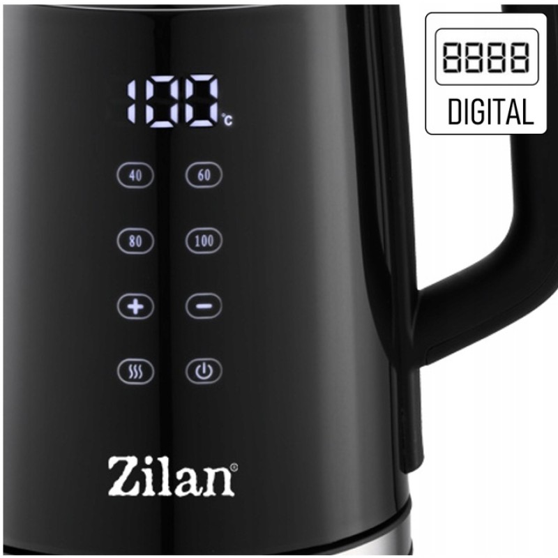 Fierbator electric Zilan ZLN7859 Negru, ecran digital, putere 2200W, panou de comanda tactil