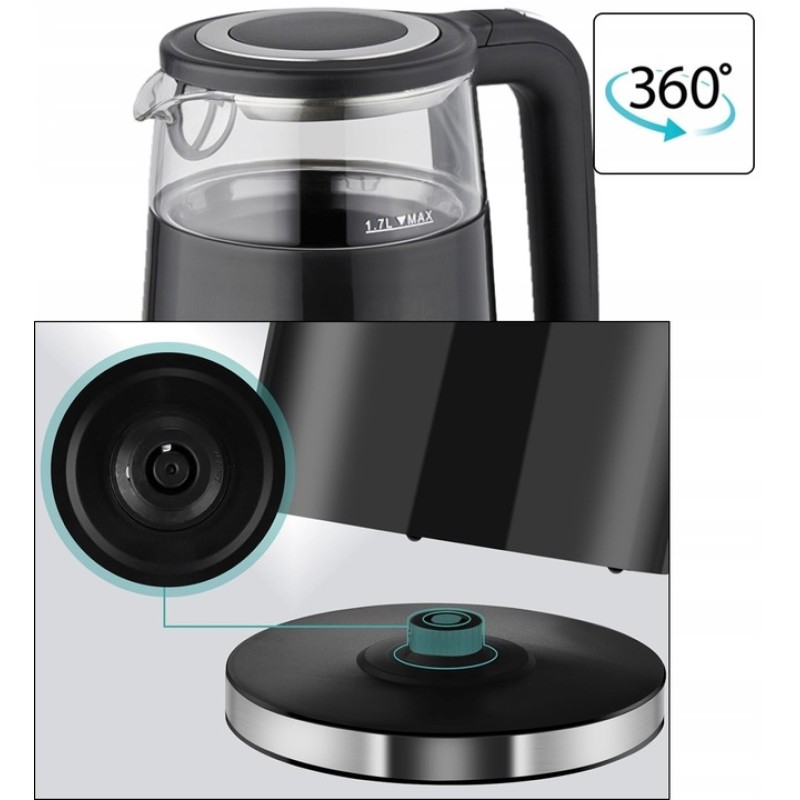 Fierbator electric Zilan ZLN7859 Negru, ecran digital, putere 2200W, panou de comanda tactil