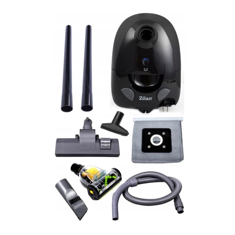 Pachet aspirator Zilan ZLN8471 cu cap turbo ZLN0386 , Negru, sac cu capacitate de 2 l, putere 1200W, cablu de 5 m