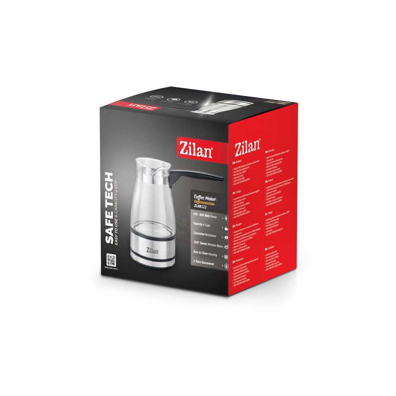 Ibric electric Zilan ZLN8122, transparent, putere 800W, capacitate 500 ml, sticla