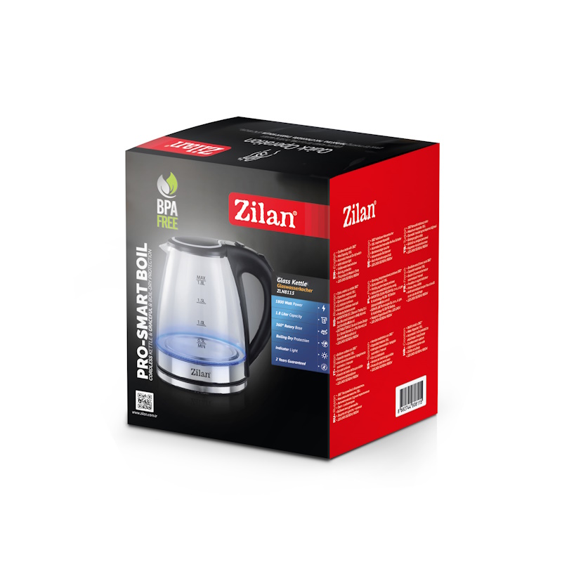 Fierbator electric Zilan ZLN8115, putere 1800 W, capacitate 1.8 litrii, transparent