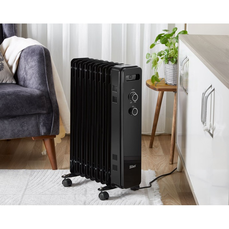 Calorifer electric Zilan ZLN8443 Negru, 9 elemnti, putere 2000W, termostat reglabil