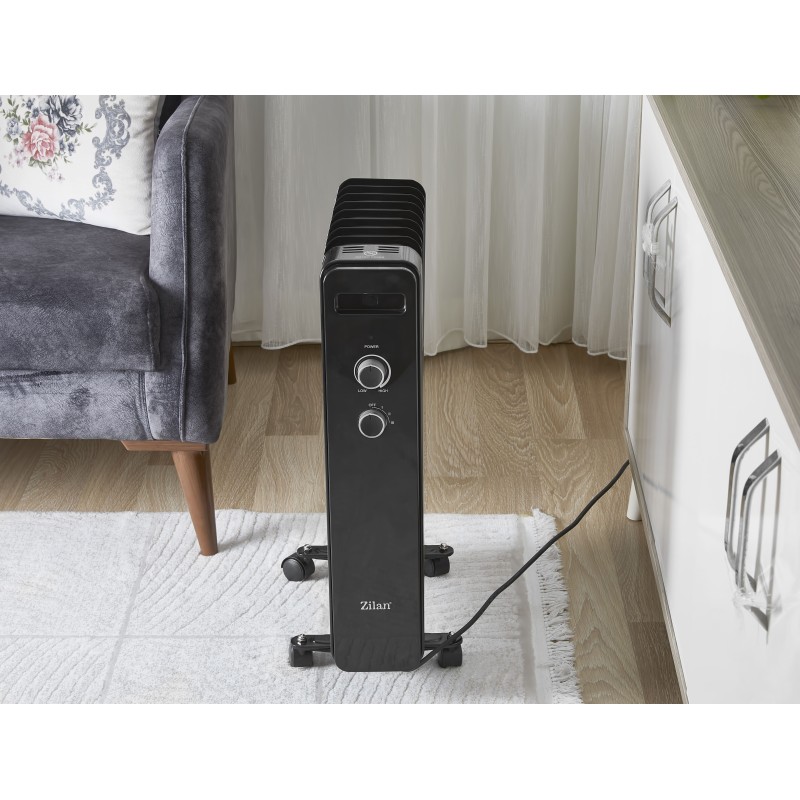 Calorifer electric Zilan ZLN8443 Negru, 9 elemnti, putere 2000W, termostat reglabil