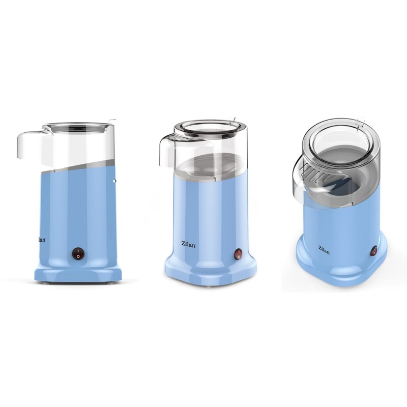 Aparat Pentru Popcorn Zilan ZLN-3147, Putere 1200W, sistem cu jet de aer cald, Bleu