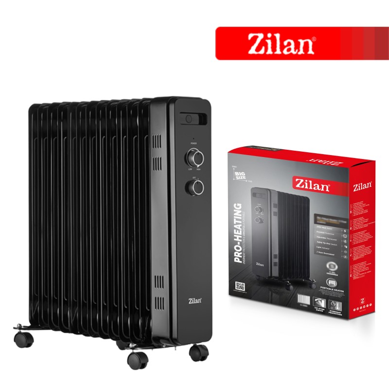 Calorifer electric Zilan ZLN8467 Negru, 13 elementi, indicator luminos, putere 2500W