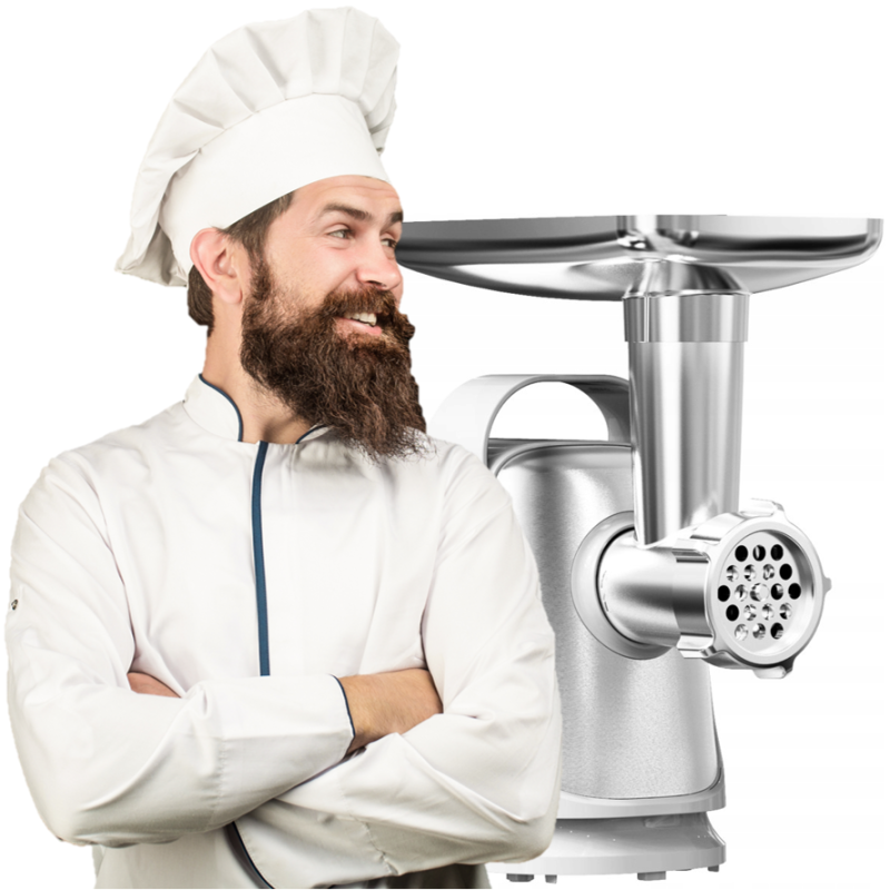 Masina de tocat Floria ZLN7966 Alb, putere 1300W, doua site, functie de revers, lama din otel