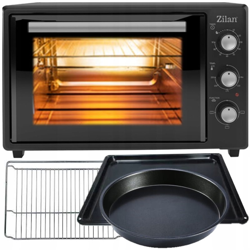 Cuptor electric Zilan ZLN8894 Negru, capacitate 35 litri, geam dublu, putere 1800 W