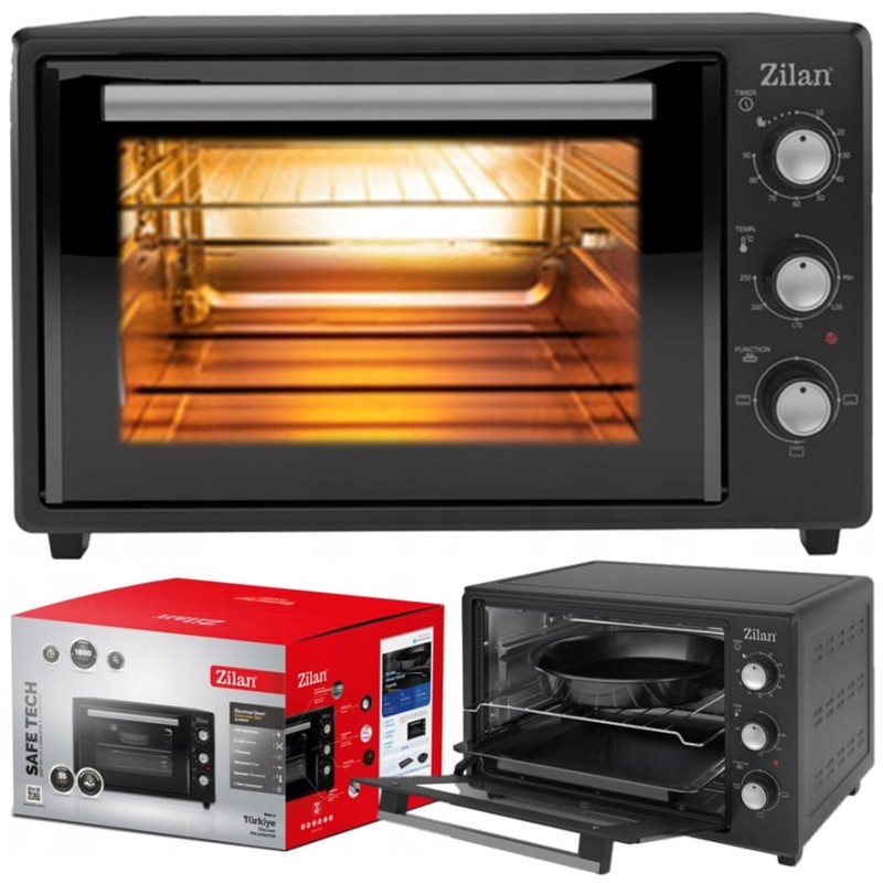 Cuptor electric Zilan ZLN8894 Negru, capacitate 35 litri, geam dublu, putere 1800 W