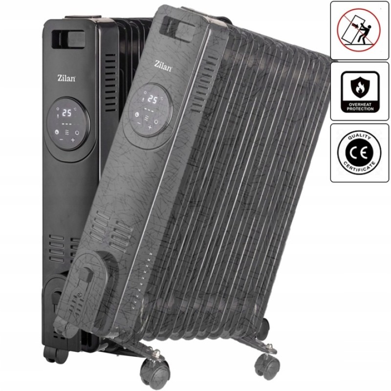 Calorifer Zilan ZLN8416 Negru cu 9 elementi, putere 2000W, indicator led