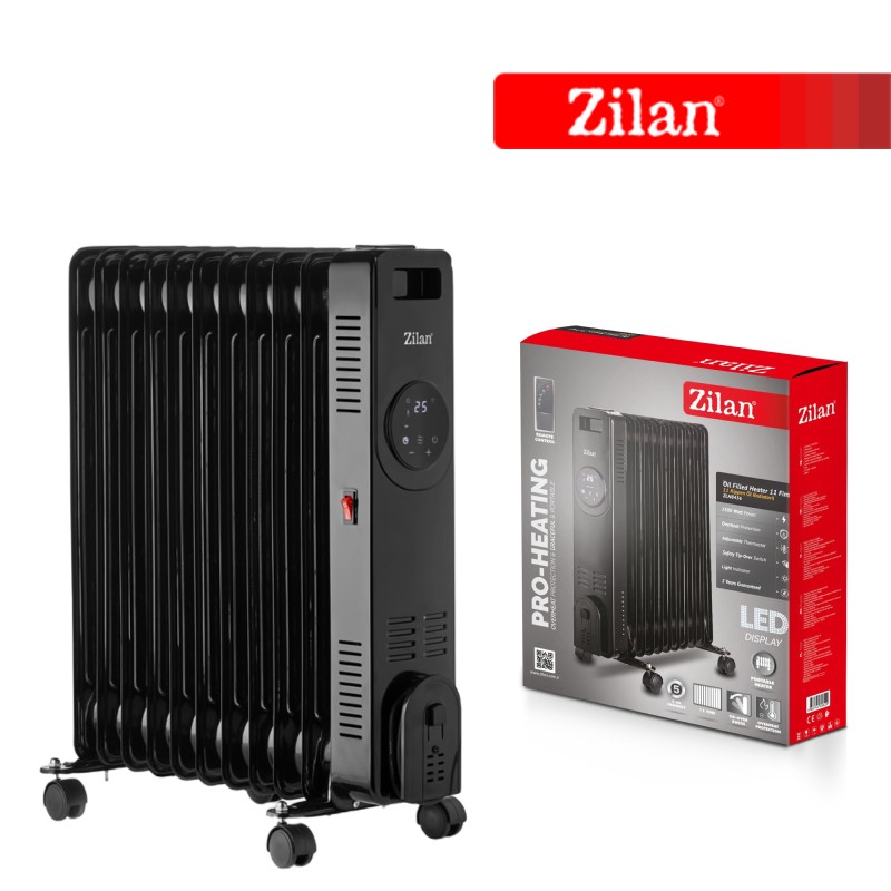Calorifer electric Zilan ZLN8436 Negru, putere 2500W, termostat reglabil, indicator luminos