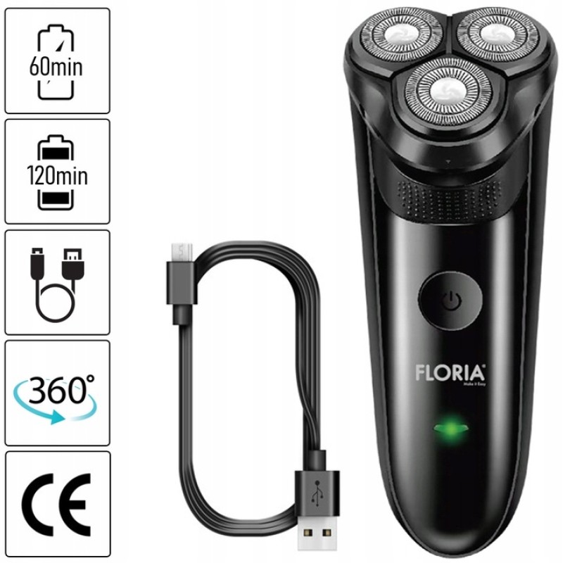 Aparat de ras Floria ZLN8542 Negru, putere 5 W, baterie reincarcabila, indicator luminos