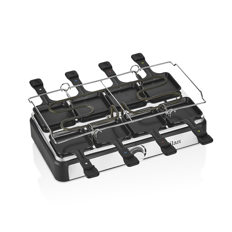 Gratar electric cu raclette Zilan ZLN8863, placa de piatra si placa de aluminiu, putere 1400 W, Gri