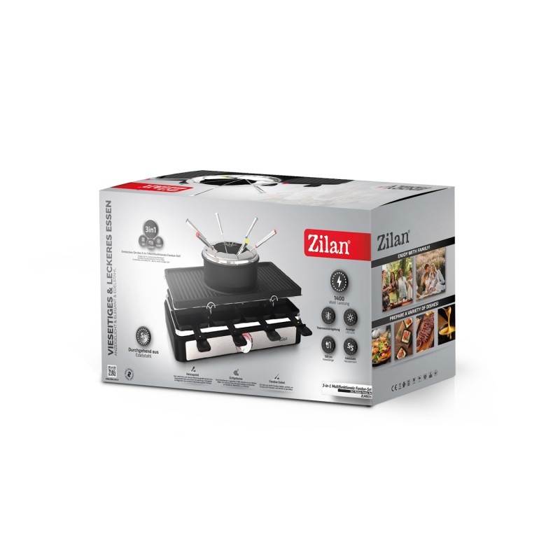 Gratar electric cu fondue Zilan ZLN8856, raclette, putere 1400 W, indicator luminos