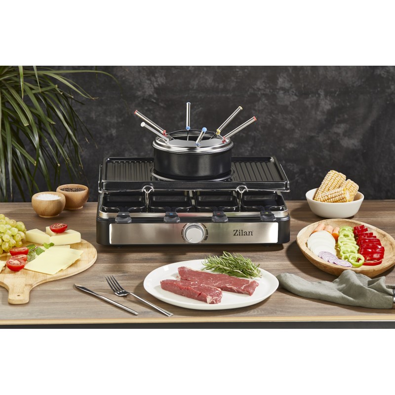 Gratar electric cu fondue Zilan ZLN8856, raclette, putere 1400 W, indicator luminos