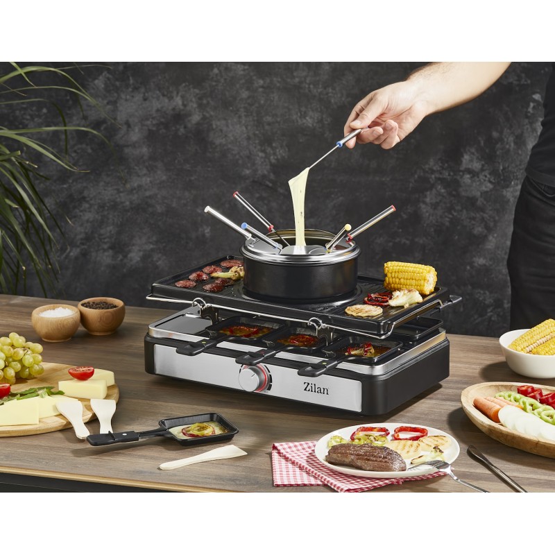 Gratar electric cu fondue Zilan ZLN8856, raclette, putere 1400 W, indicator luminos