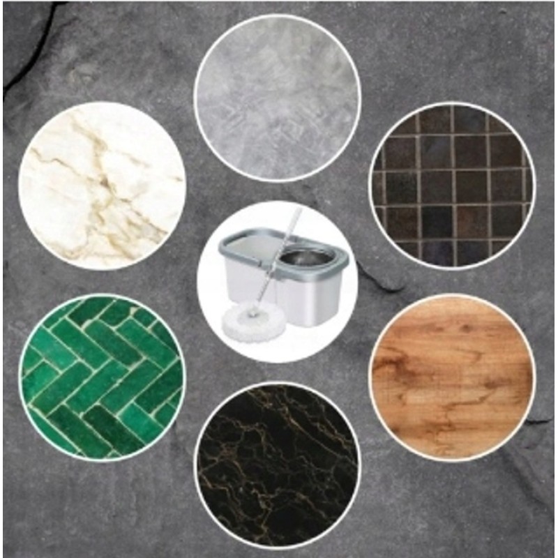 Mop rotativ Lisa ZLN0792 cu doua recipiente separabile, maner ajustabil, Gri