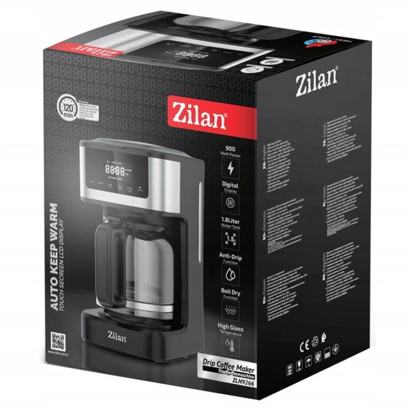 Cafetiera digitala Zilan ZLN9266, functie de preparare la o ora uterioara, auto curatare
