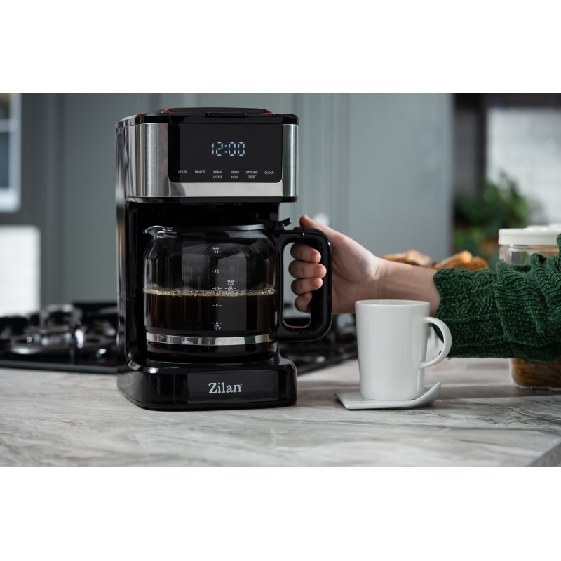 Cafetiera digitala Zilan ZLN9266, functie de preparare la o ora uterioara, auto curatare