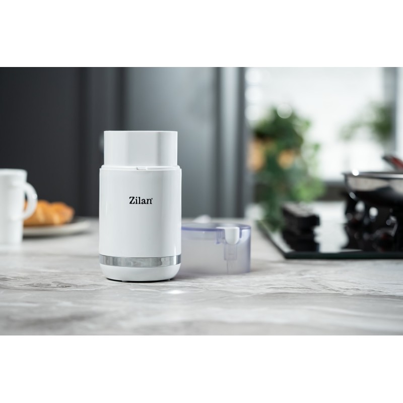 Rasnita electrica Zilan ZLN9281 pentru cafea, lame din otel, corp din plastic, Alb
