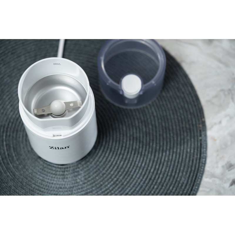 Rasnita electrica Zilan ZLN9281 pentru cafea, lame din otel, corp din plastic, Alb
