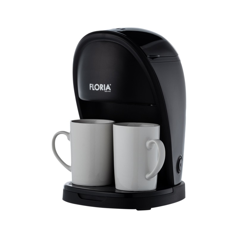 Aparat de facut cafea Floria ZLN9297, filtru de nailon, cupa pentru masurat, 2 cesti incluse, Negru