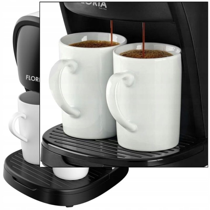 Aparat de facut cafea Floria ZLN9298, filtru de nailon, cupa pentru masurat, 2 cesti incluse, Alb