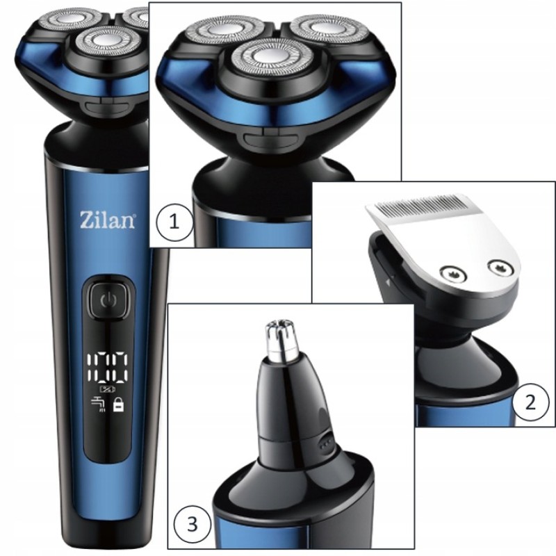 Aparat de ras 4 in 1 Zilan ZLN8726 fara fir, afisare LED, autonomie de 60 de minute