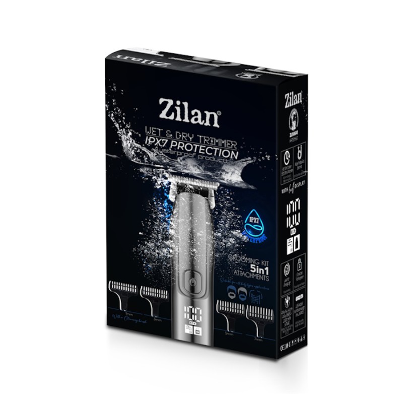 Aparat de tuns 5 in 1 Zilan ZLN8641 cu 5 dimensiuni de taiere, trimmer,rezistent la apa IPX7