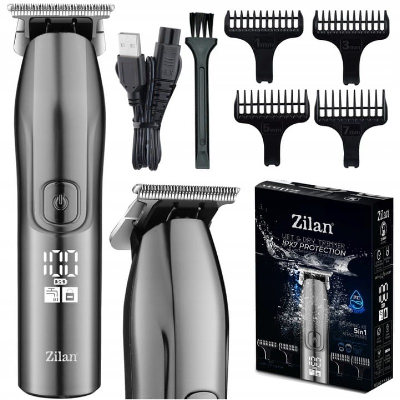 Aparat de tuns 5 in 1 Zilan ZLN8641 cu 5 dimensiuni de taiere, trimmer,rezistent la apa IPX7