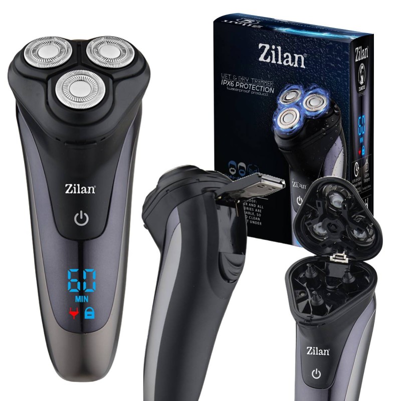 Aparat de ras Zilan ZLN8733 rezistent la apa IPX6,  afisare digitala, incarcare rapida