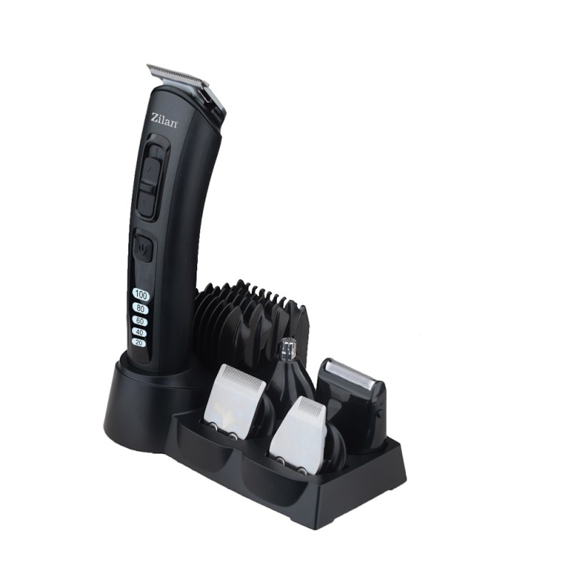 Aparat de tuns 10 in 1 Zilan ZLN8658 cu suport, 5 capete deferite + 5 nivele de tundere