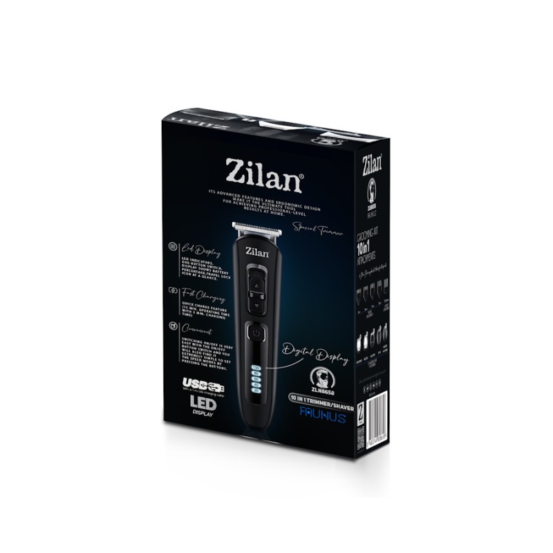 Aparat de tuns 10 in 1 Zilan ZLN8658 cu suport, 5 capete deferite + 5 nivele de tundere