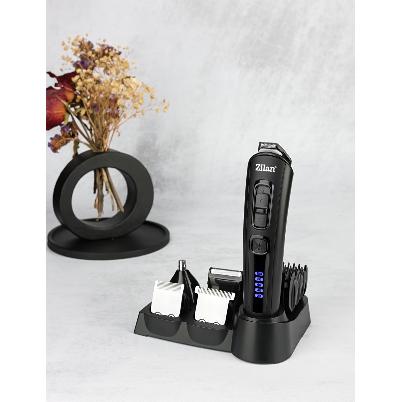 Aparat de tuns 10 in 1 Zilan ZLN8658 cu suport, 5 capete deferite + 5 nivele de tundere