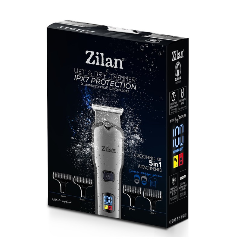 Aparat de tuns 5 in 1 Zilan ZLN8634, 5 dimensiuni de taiere, rezistent la apa IPX7