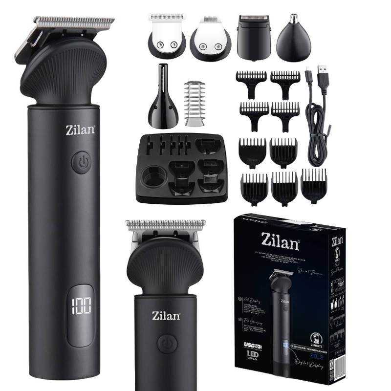 Aparat de tuns ZIlan ZLN8672, autonomie de 140-170 de minute, 6 capete diferite si 7 nivele de tundere
