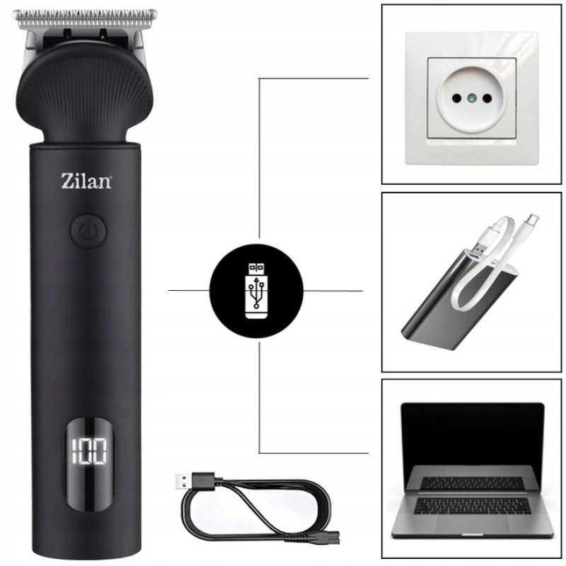 Aparat de tuns ZIlan ZLN8672, autonomie de 140-170 de minute, 6 capete diferite si 7 nivele de tundere