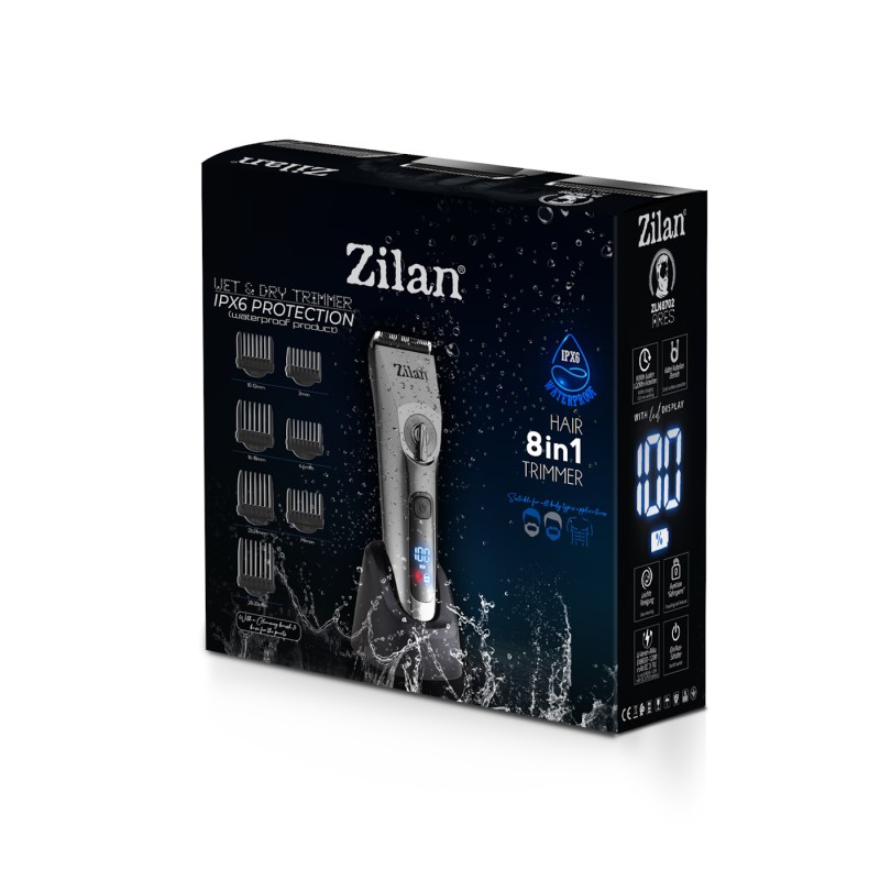 Masina de tuns profesionala Zilan ZLN8702 rezistenta la apa cu protectie IPX6, 8 nivele de taiere