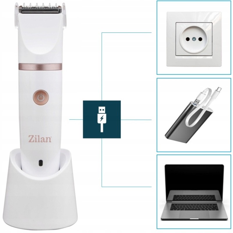 Aparat de epilat Zilan ZLN8740 Alb, 3 capete de epilare, 3 nivele de taiere, perie pentru curatare