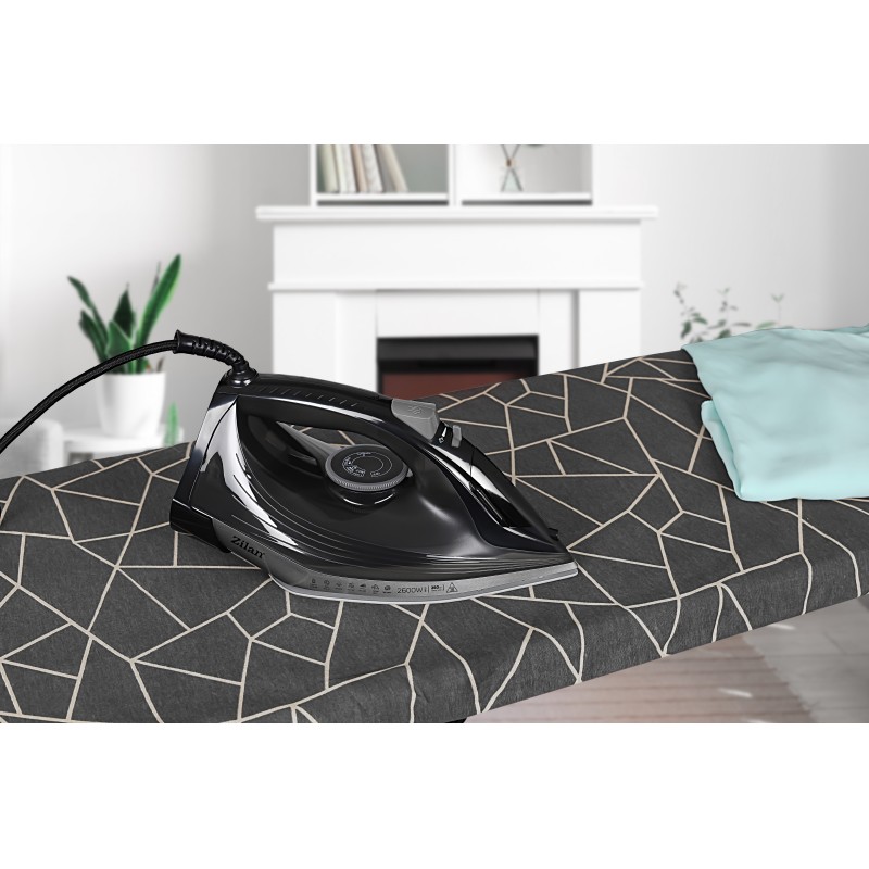 Fier de calcat Zilan ZLN8603, talpa ceramica, Negru, Putere 2600W, calcare cu abur