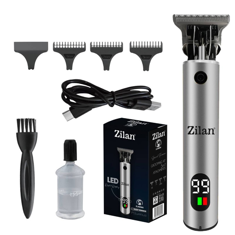 Masina de tuns Zilan ZLN8580 5 in 1 pentru par si barba cu afisaj digital