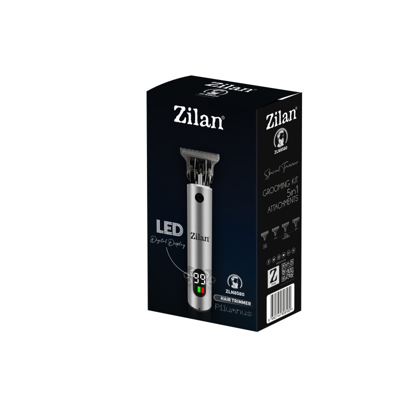 Masina de tuns Zilan ZLN8580 5 in 1 pentru par si barba cu afisaj digital