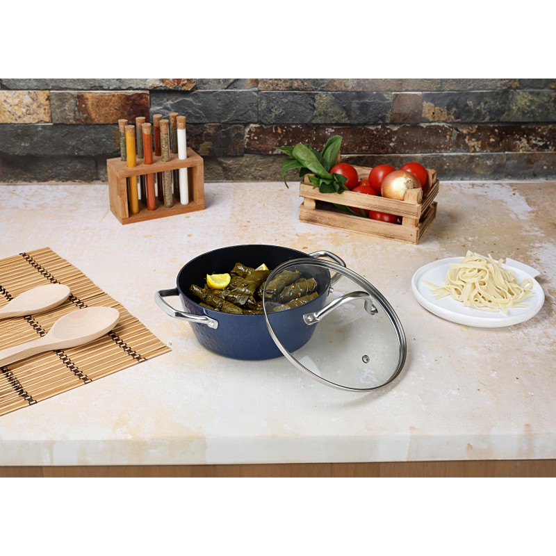 Oala cu capac Zilan ZLN9600 diamond, cu baza de inductie, ceramica si inox, usor de spalat, 20 cm,2.1L