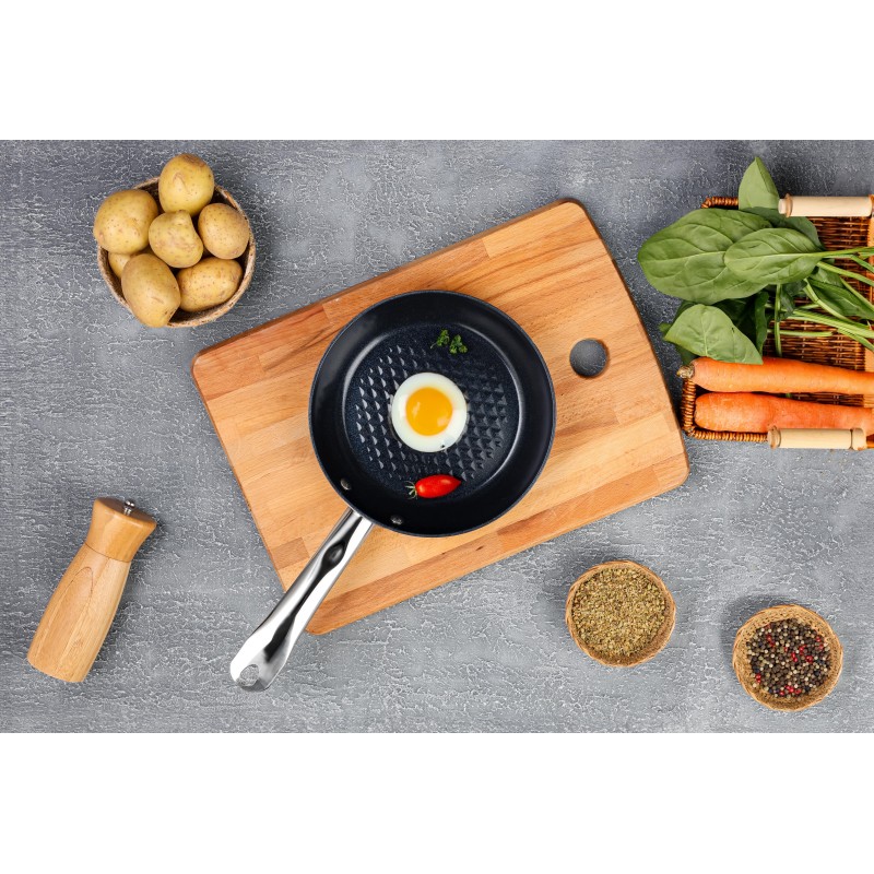 Tigaie Zilan ZLN9624 diamond, cu baza de inductie, ceramica si inox, usor de spalat, 20 cm,0.95L