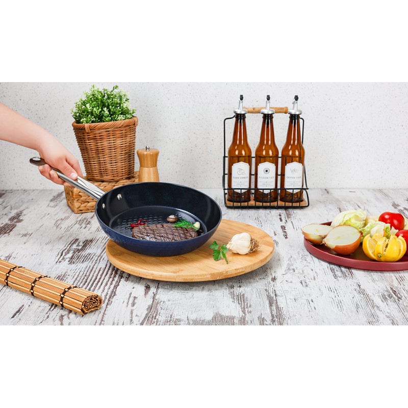 Tigaie Zilan ZLN9631 diamond, cu baza de inductie, ceramica si inox, usor de spalat, 24 cm,1.5L