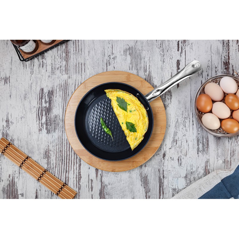 Tigaie Zilan ZLN9631 diamond, cu baza de inductie, ceramica si inox, usor de spalat, 24 cm,1.5L