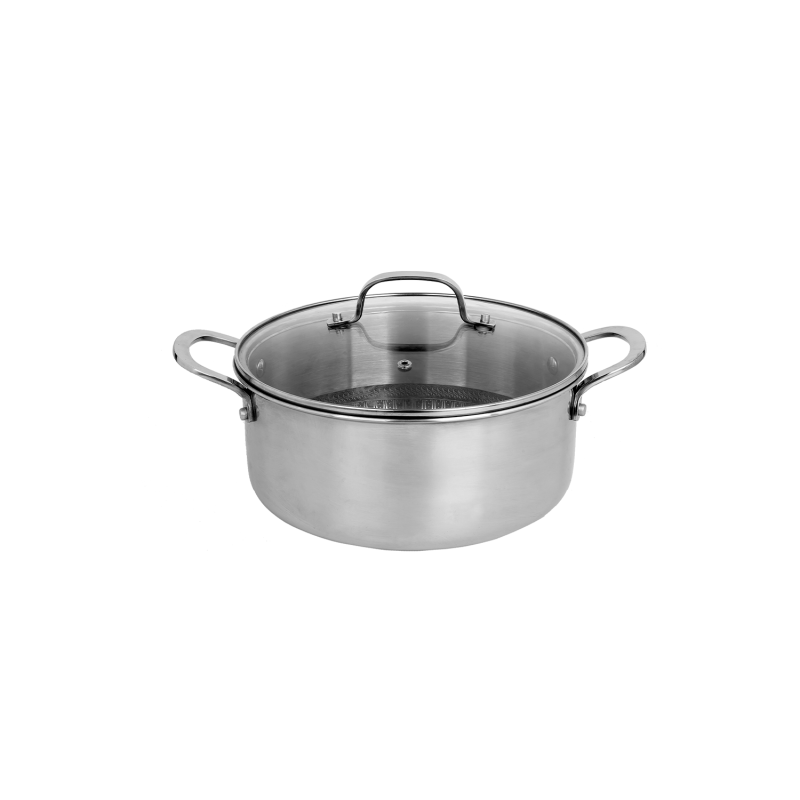 Oala Zilan ZLN9648 cu capac, tri-ply, inox, antiaderent, protectie la zgarieturi, usor de spalat, 24 cm,4.3L