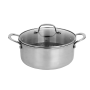 Oala Zilan ZLN9648 cu capac, tri-ply, inox, antiaderent, protectie la zgarieturi, usor de spalat, 24 cm,4.3L